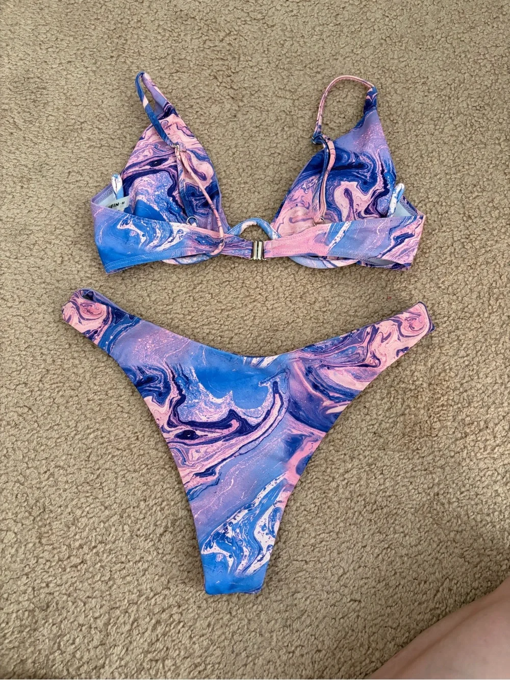 SHEIN Pink & Purple Marble Swirl Bikini Set